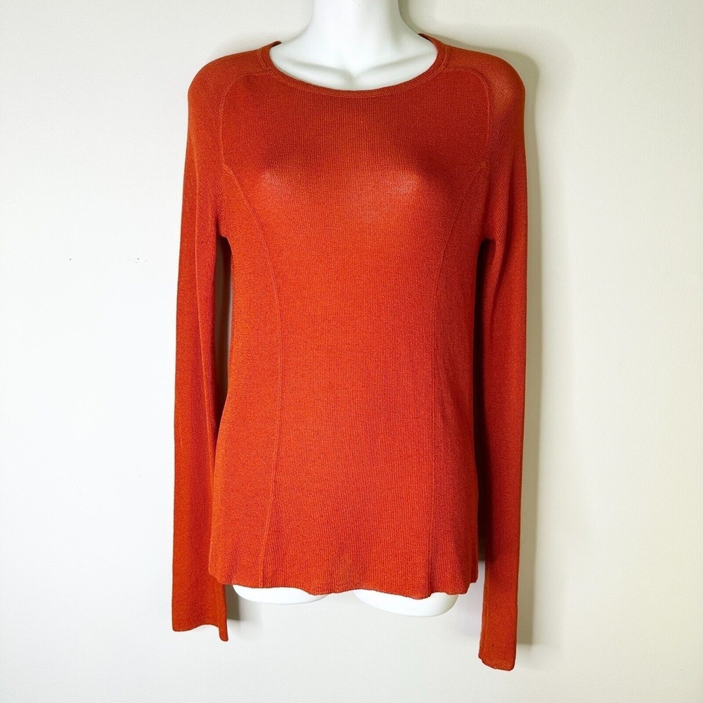 Marc by Marc Jacobs Sweater Women L Red Orange Silk Sheer Knit Lightweight‎ NWOT